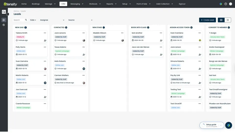 Itensity member management dashboard
